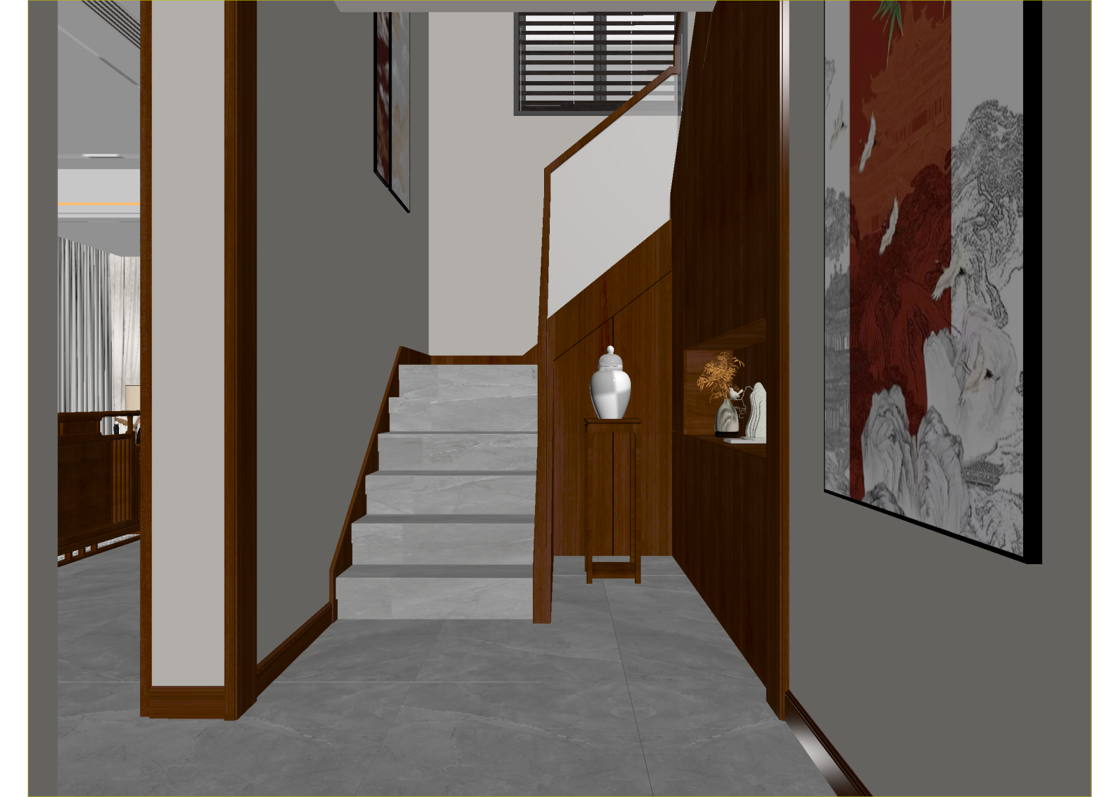 新中式玄关3D模型下载【ID:1214581077】