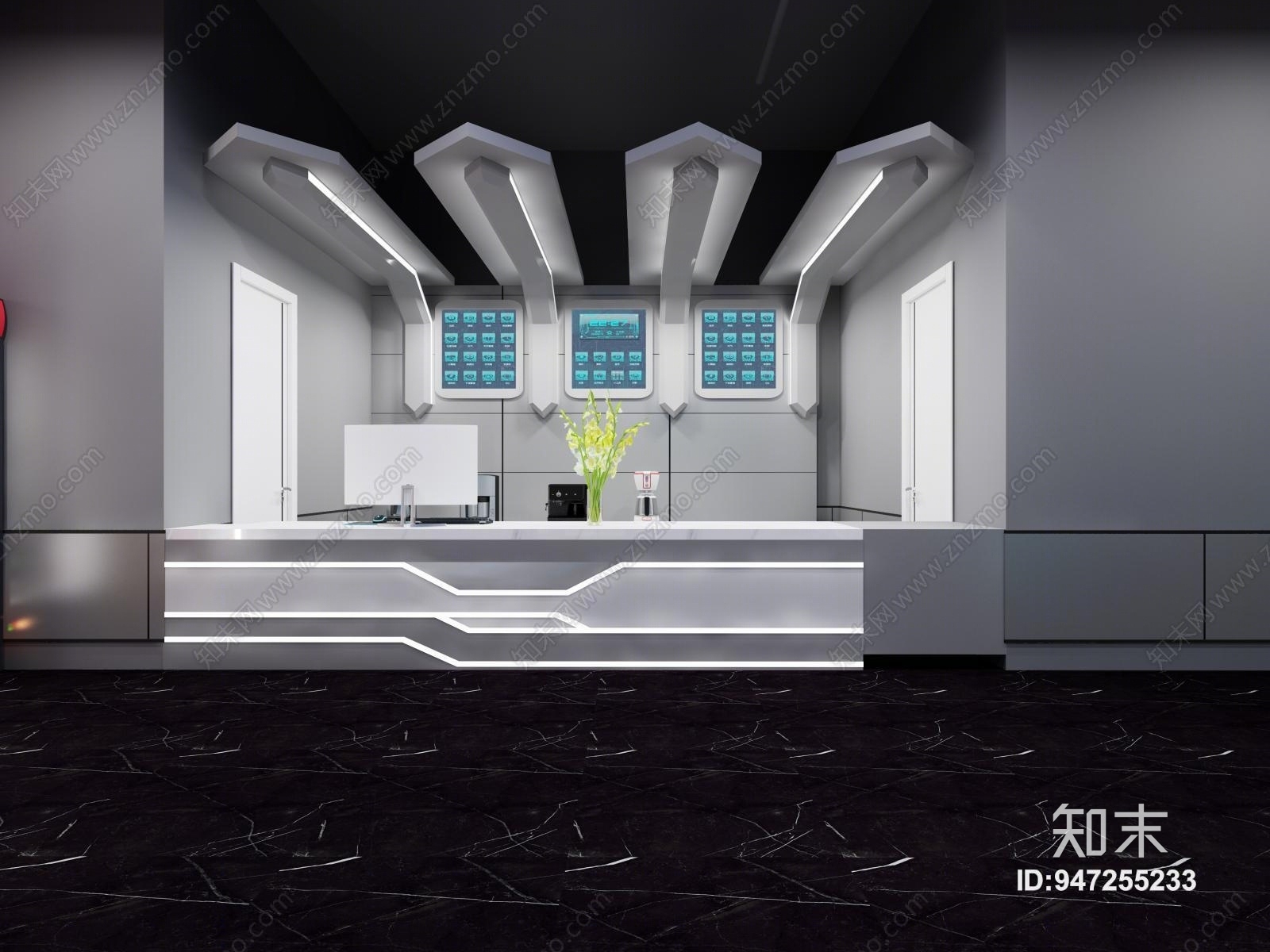 现代科技感网咖3D模型下载【ID:947255233】