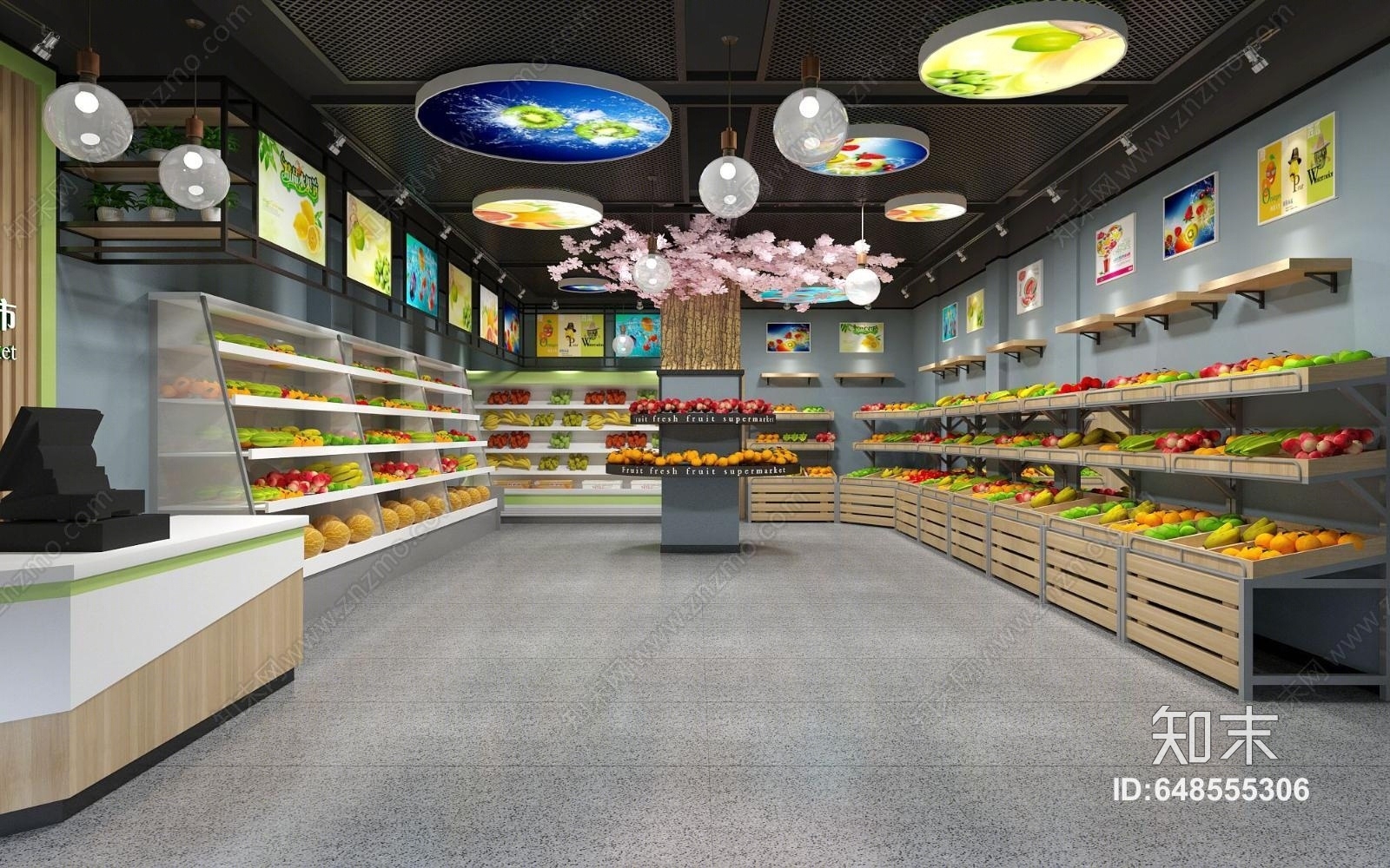 工业风格水果超市3D模型下载【ID:648555306】