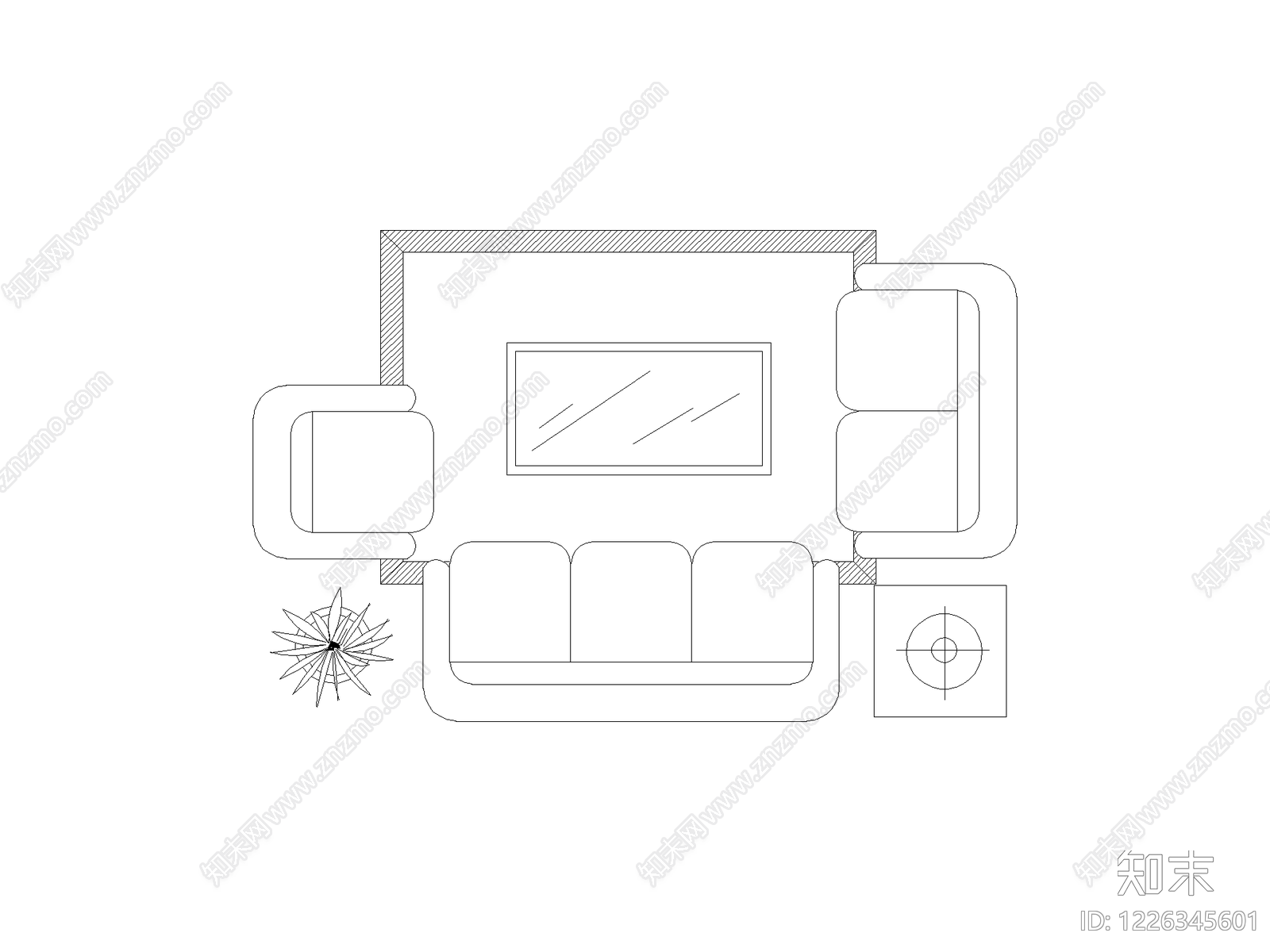 沙发cad施工图下载【ID:1226345601】