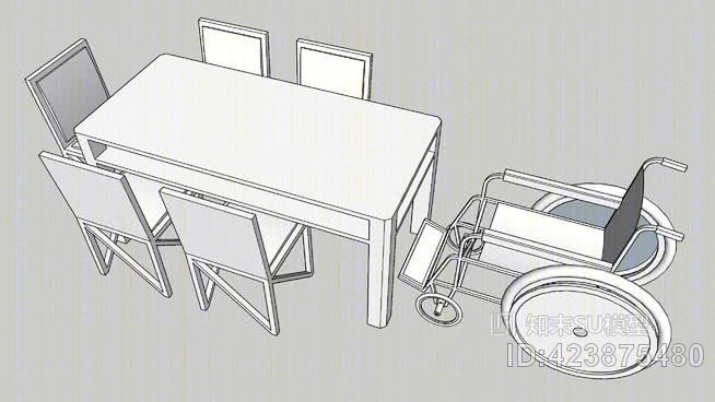 残疾人餐桌SU模型下载【ID:423875480】
