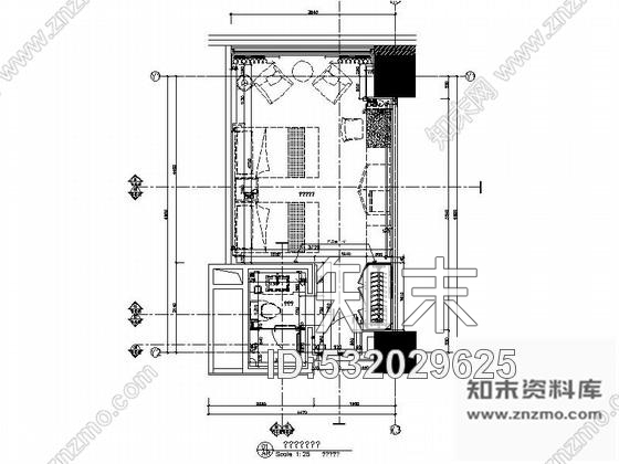 施工图陕西航空中心酒店新中式标准双人间装修施工图含效果施工图下载【ID:532029625】