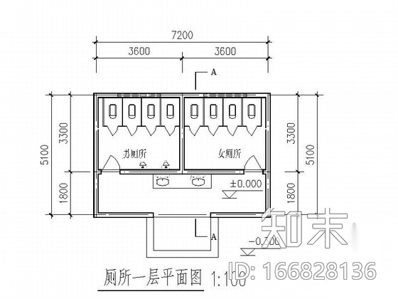 某二层公厕建筑方案图cad施工图下载【ID:166828136】