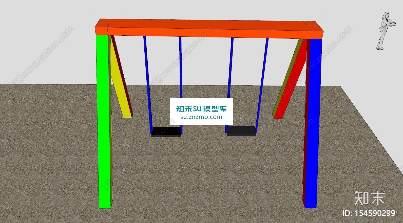 公园系列秋千设备SU模型下载【ID:154590299】