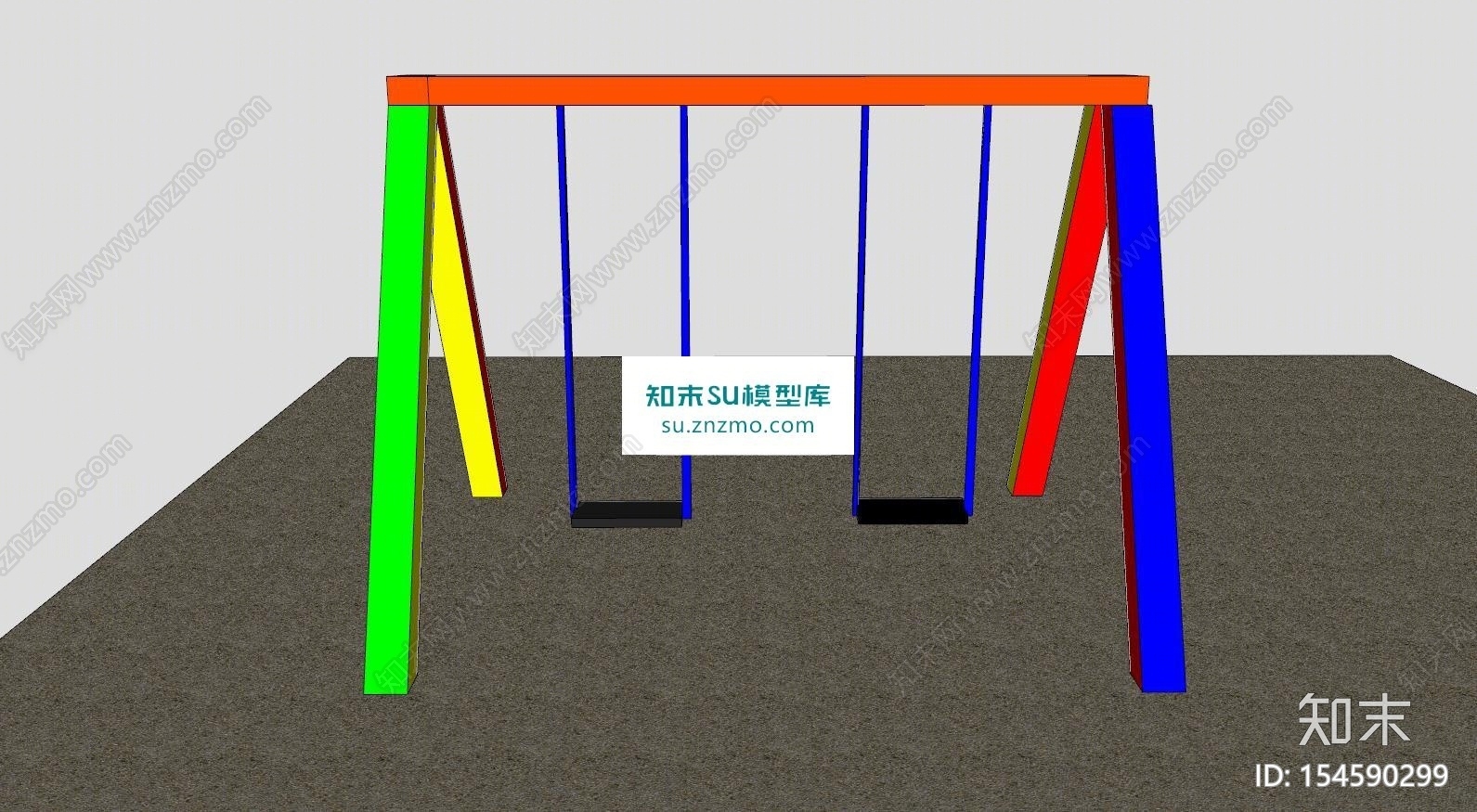 公园系列秋千设备SU模型下载【ID:154590299】