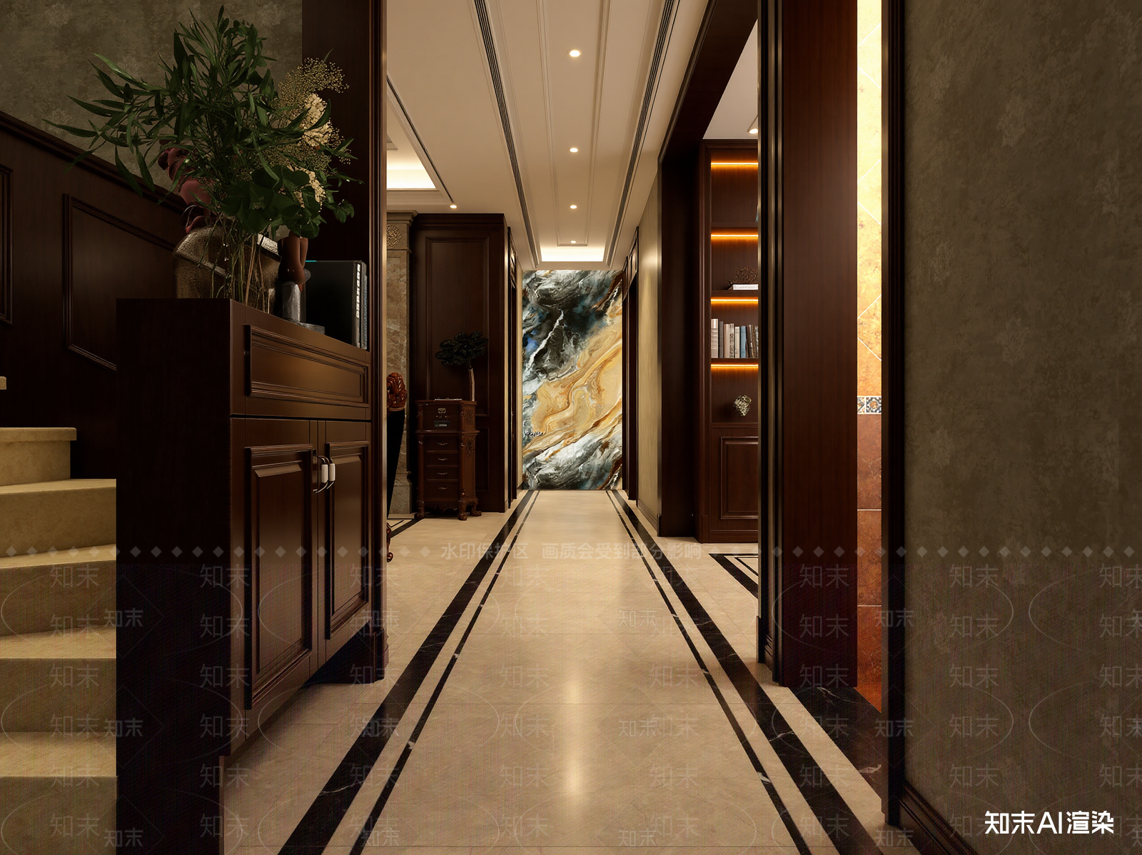 美式玄关3D模型下载【ID:1221496685】
