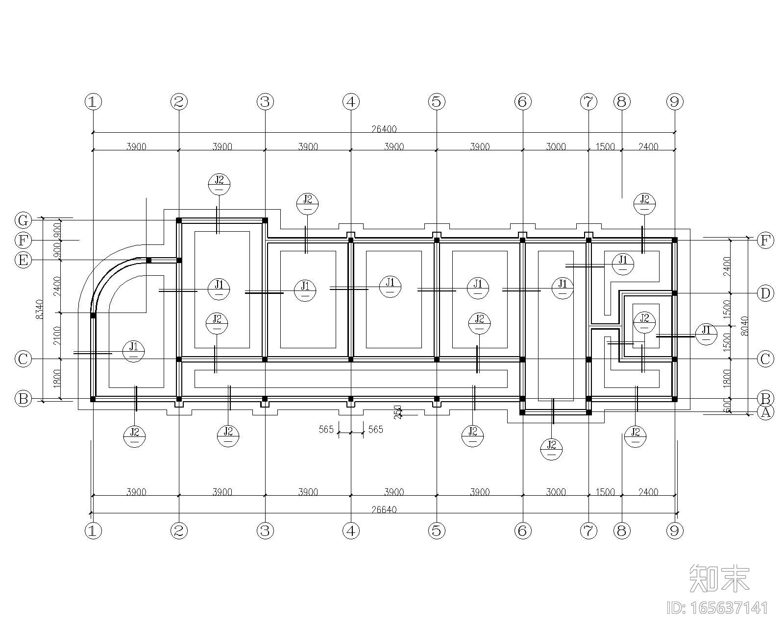 某3层办公楼砖混结构施工图（CAD含建筑图）施工图下载【ID:165637141】