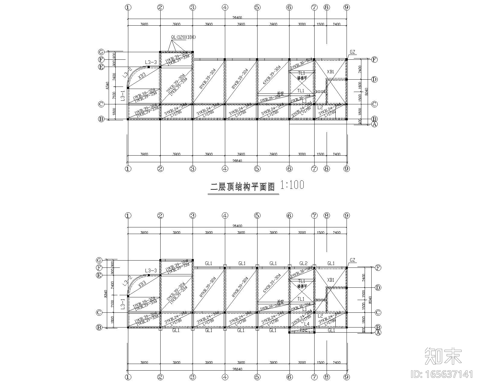 某3层办公楼砖混结构施工图（CAD含建筑图）施工图下载【ID:165637141】