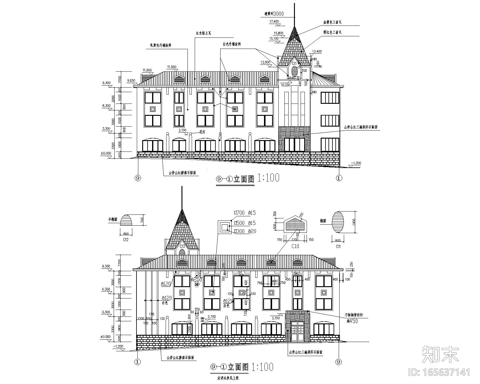 某3层办公楼砖混结构施工图（CAD含建筑图）施工图下载【ID:165637141】