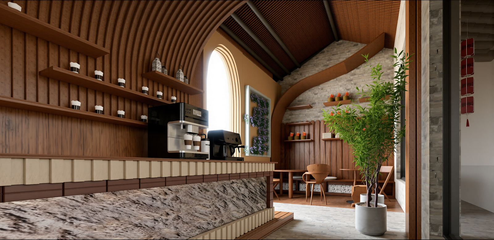 中式咖啡厅SU模型下载【ID:1215209703】