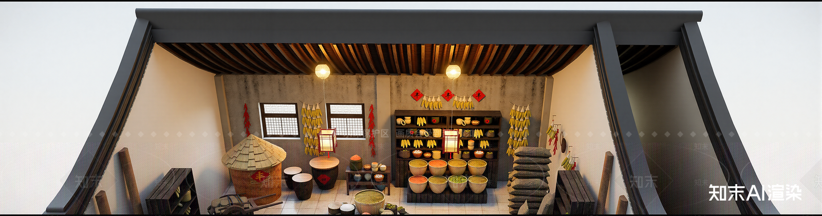 中式集市SU模型下载【ID:1216037419】