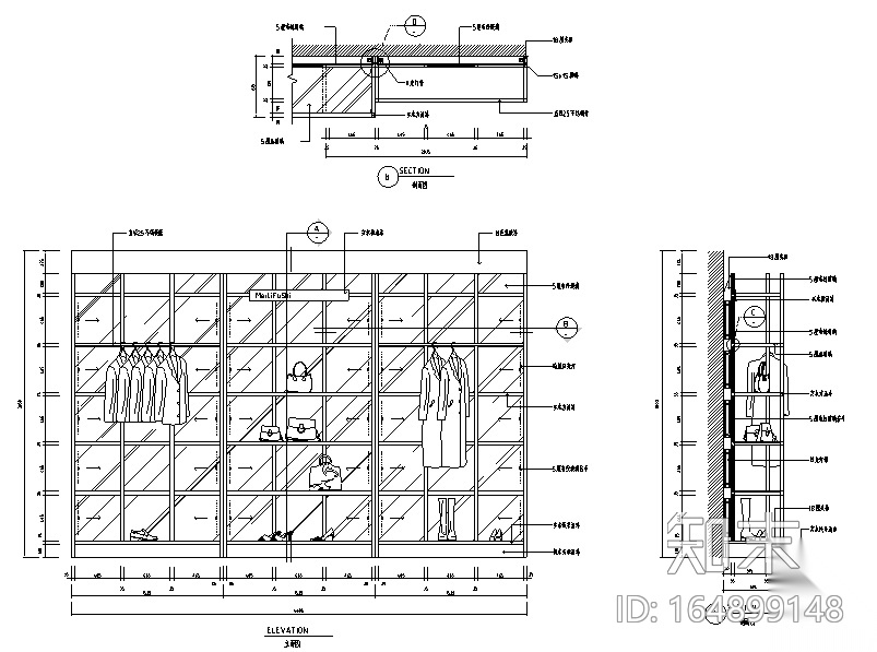 56套服装中岛柜施工图下载【ID:164899148】