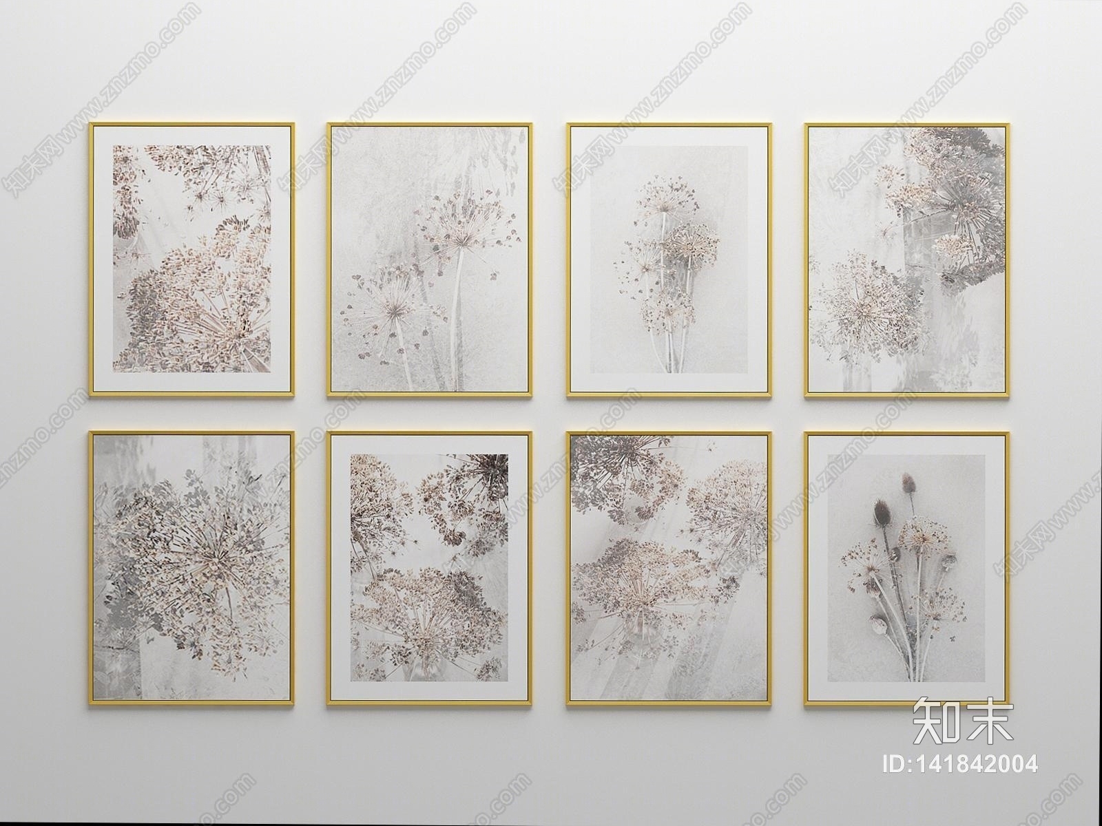 北欧蒲公英印象装饰挂画3D模型下载【ID:141842004】