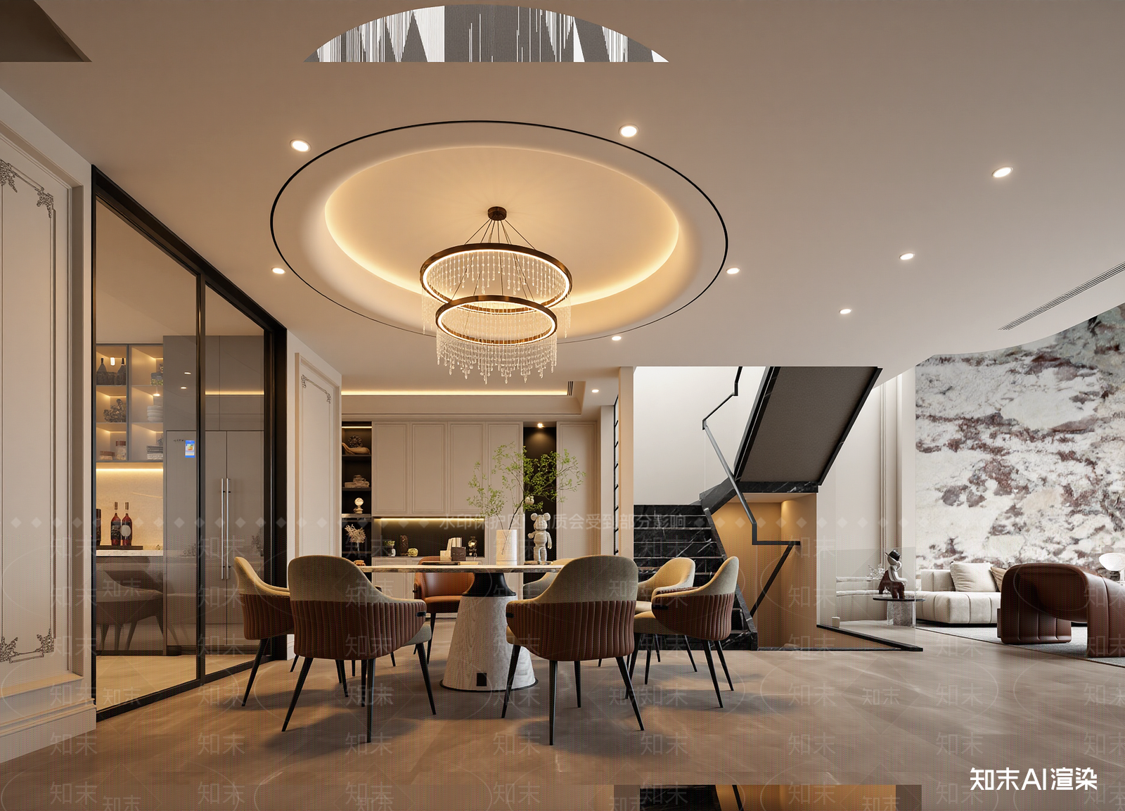 法式家居餐厅3D模型下载【ID:1221927395】