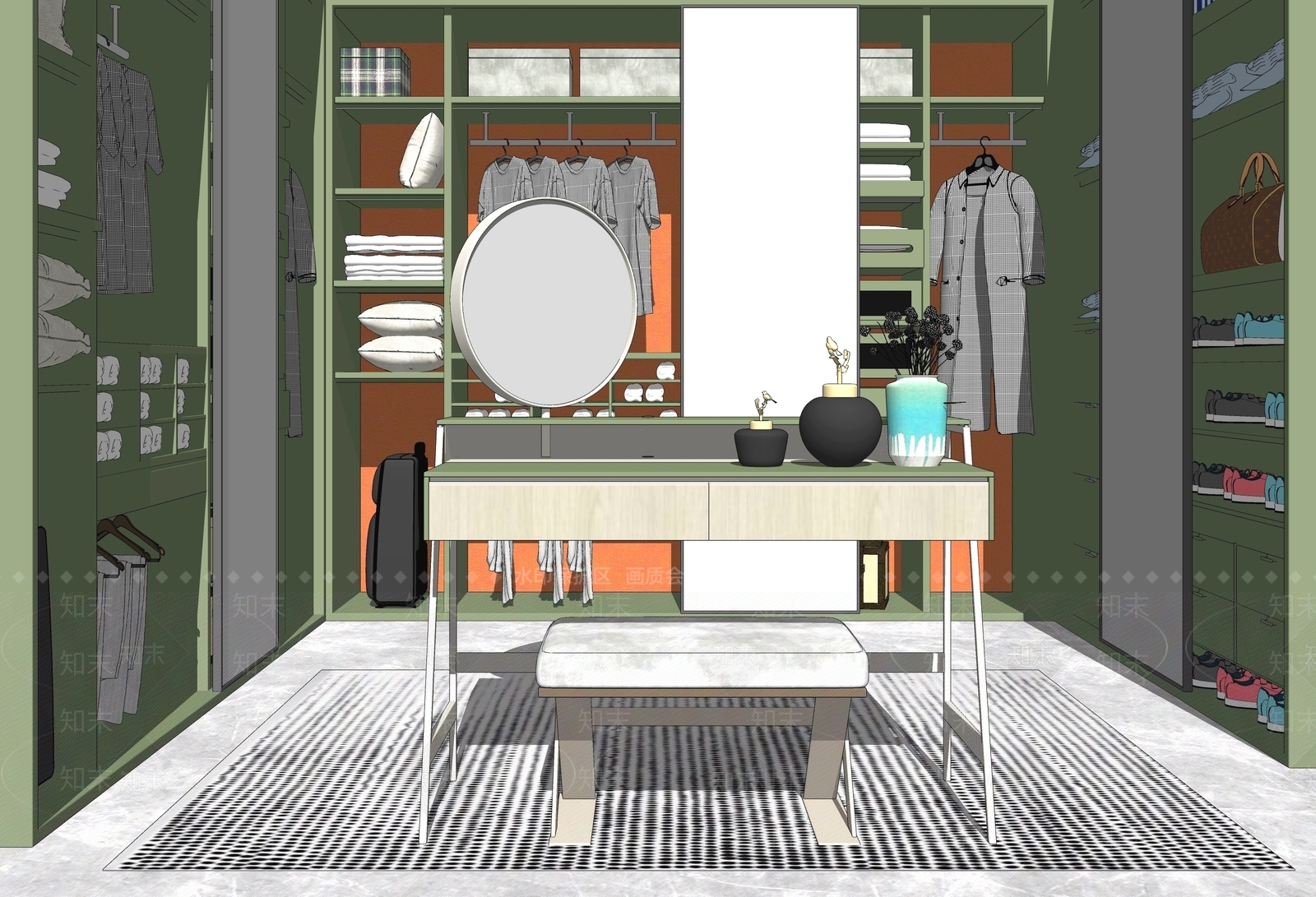 北欧衣帽间SU模型下载【ID:169484174】