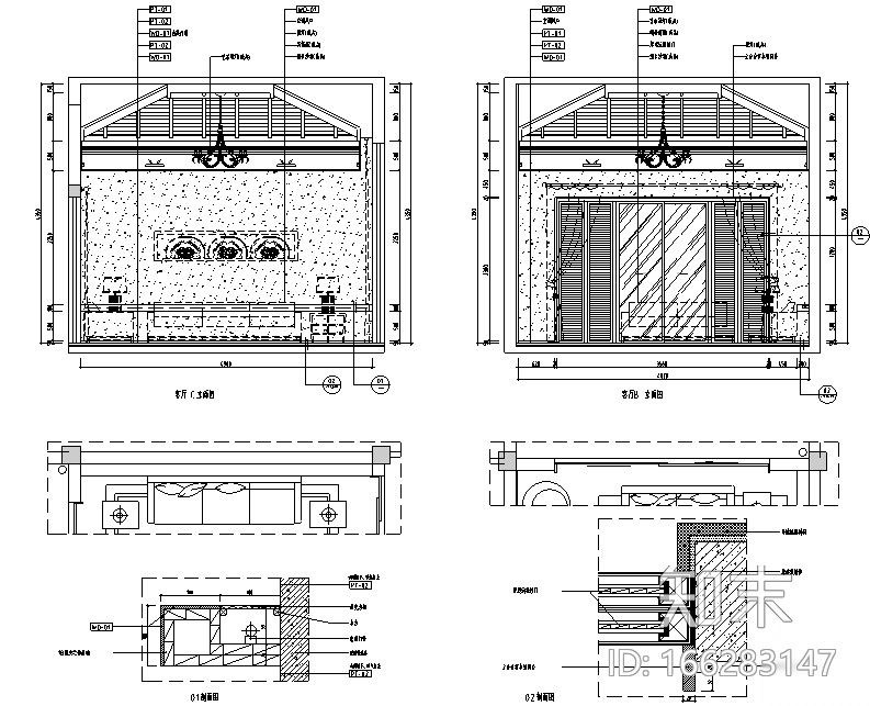 木韵清远|贵谷自然中式风样板房设计施工图（附效果图）cad施工图下载【ID:166283147】