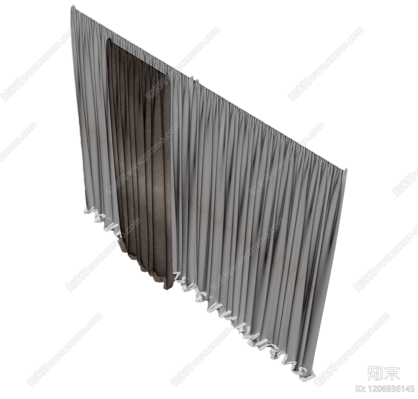 双色布艺窗帘组件3D模型下载【ID:1206936145】