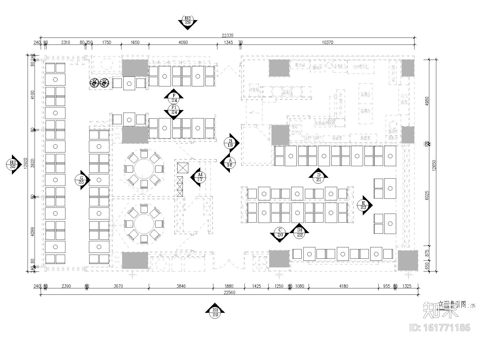 [延安]全国连锁唯美现代风格火锅店室内装修施工图施工图下载【ID:161771186】