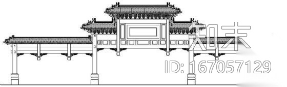 古建牌坊建筑立面方案cad施工图下载【ID:167057129】