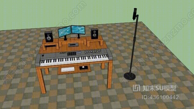 演播室桌SU模型下载【ID:436100442】