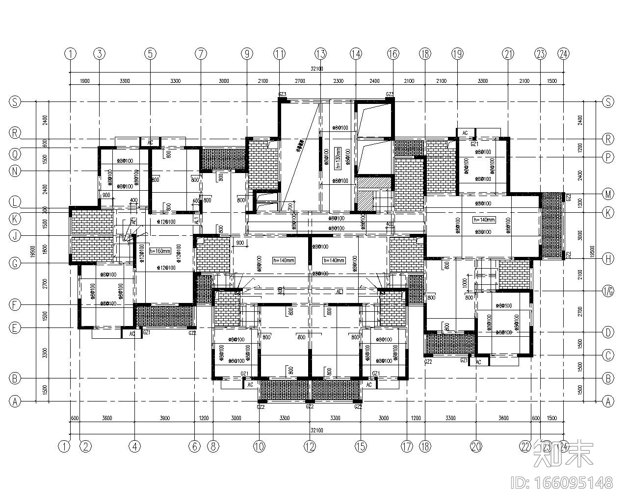 28层高层住宅cad施工图下载【ID:166095148】