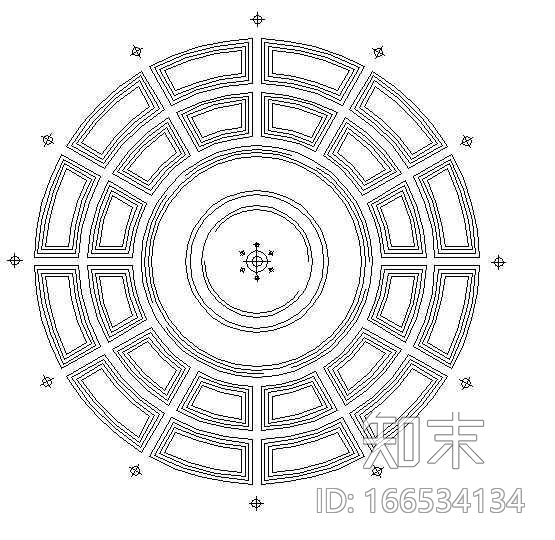 西式天花cad施工图下载【ID:166534134】