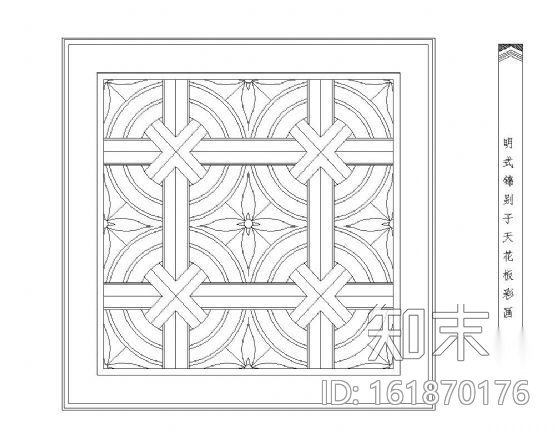 古代天花门梁纹案图块集cad施工图下载【ID:161870176】