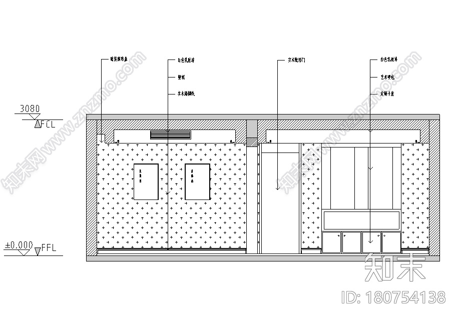 [江苏]流年—盛世孔雀城C户型样板房设计施工图cad施工图下载【ID:180754138】