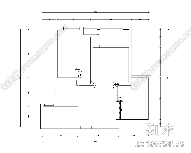 [江苏]流年—盛世孔雀城C户型样板房设计施工图cad施工图下载【ID:180754138】