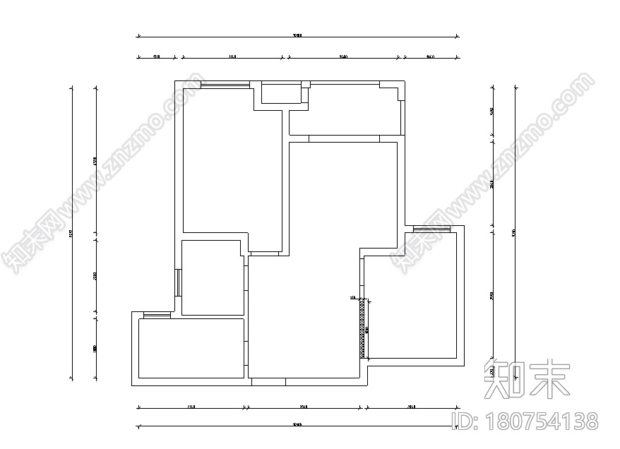 [江苏]流年—盛世孔雀城C户型样板房设计施工图cad施工图下载【ID:180754138】