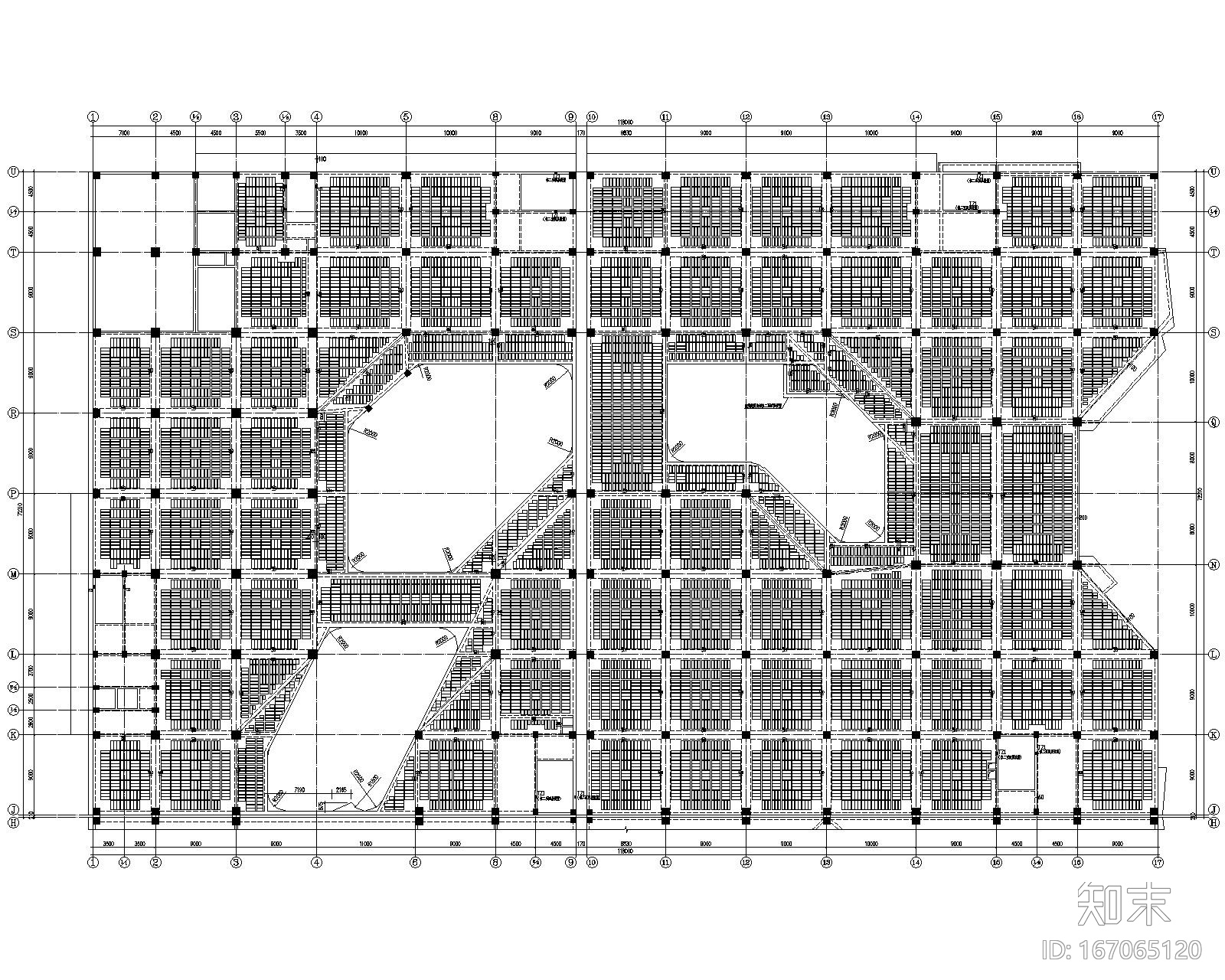 家具城空心楼板结构cad施工图下载【ID:167065120】