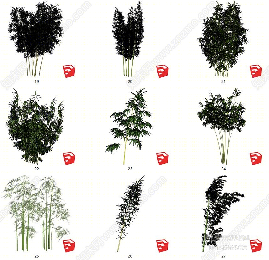 中式禅意竹子SU模型下载【ID:145954702】