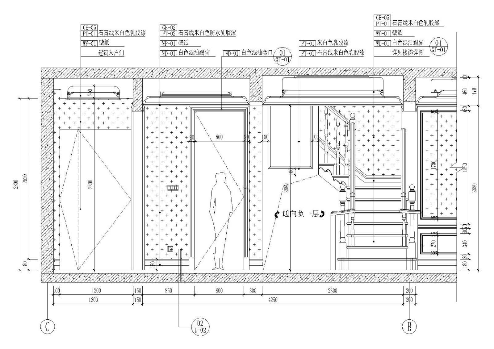 [成都]法式三层联排别墅样板间施工图+效果cad施工图下载【ID:160017147】