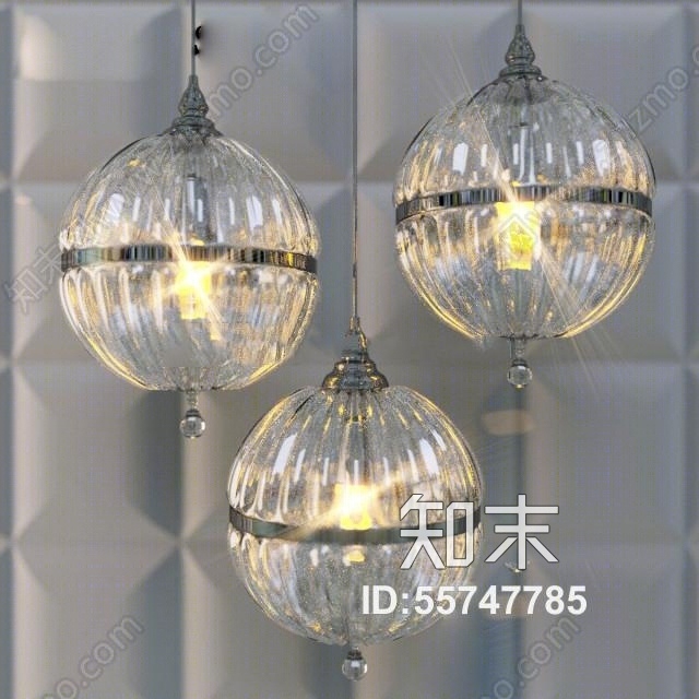 现代玻璃吊灯下载3D模型下载【ID:55747785】