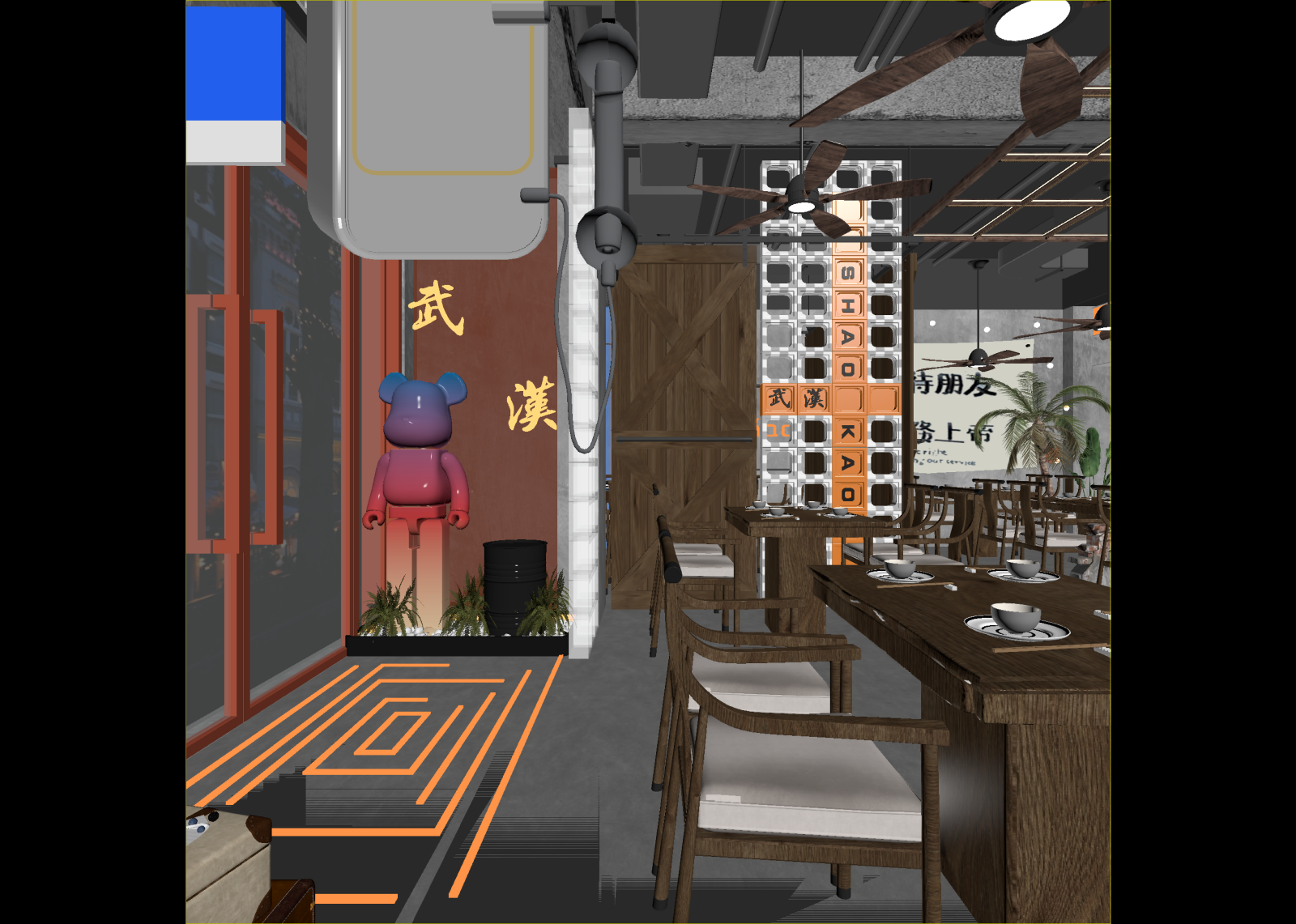 工业风咖啡厅3D模型下载【ID:1214436744】