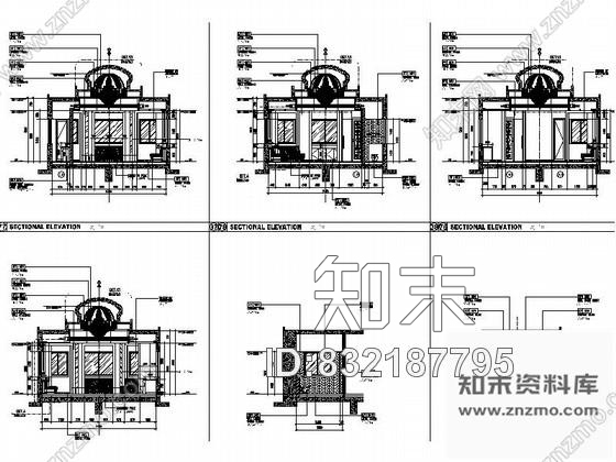 图块/节点现代海鲜餐厅包厢室内剖立面详图cad施工图下载【ID:832187795】