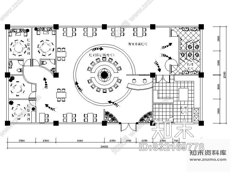 图块/节点餐饮空间平面图cad施工图下载【ID:832169778】