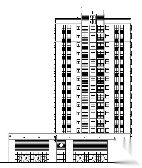 某十五层商住楼建筑设计图cad施工图下载【ID:167625186】