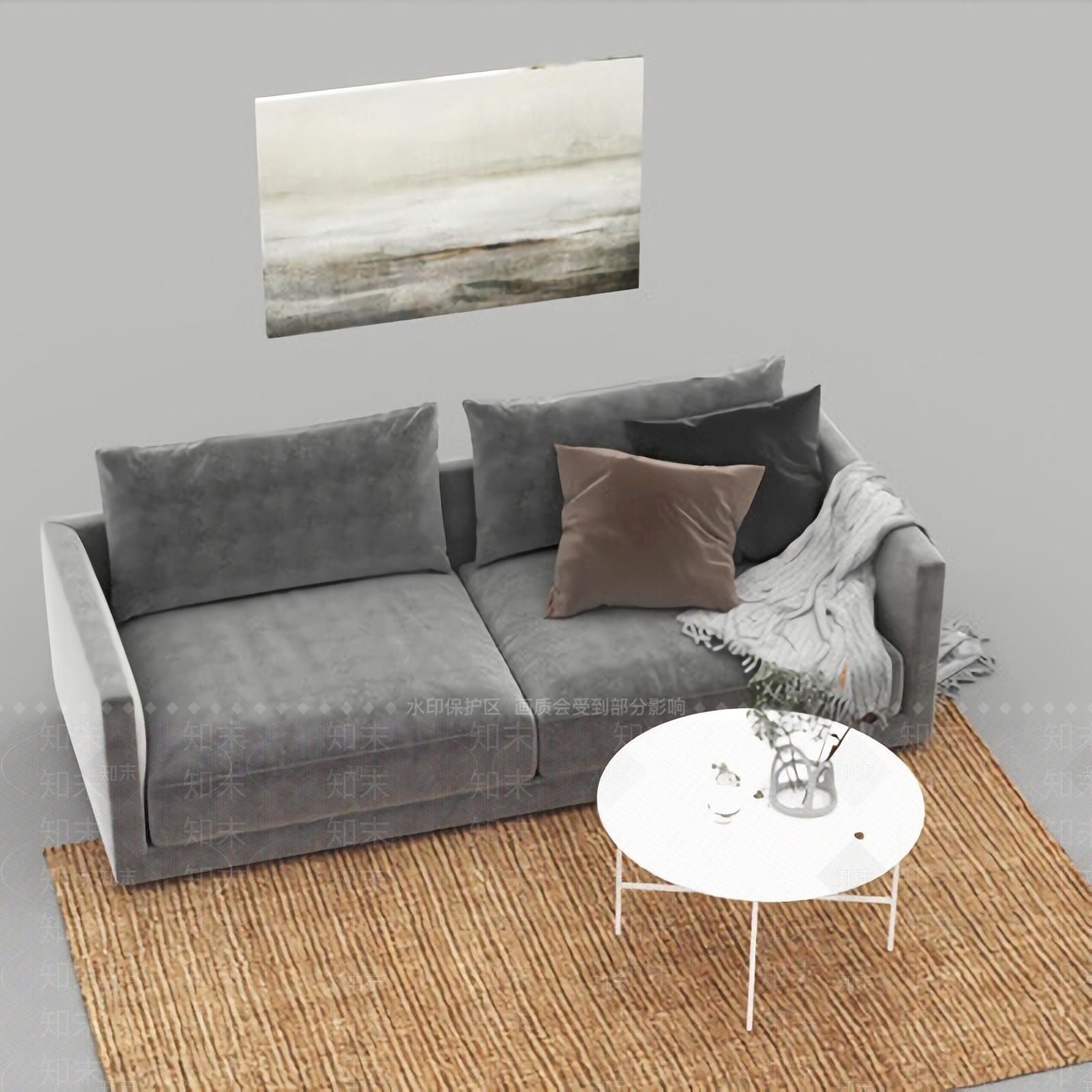 现代沙发茶几组合免费3D模型下载【ID:1123746722】