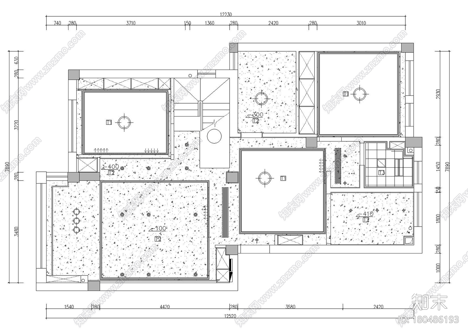 [杭州]江南名楼样板间装饰施工图+实景拍摄cad施工图下载【ID:180486193】