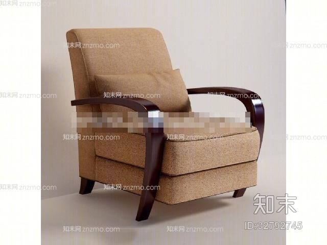 欧式新古典布艺扶手椅3D模型下载【ID:32792745】