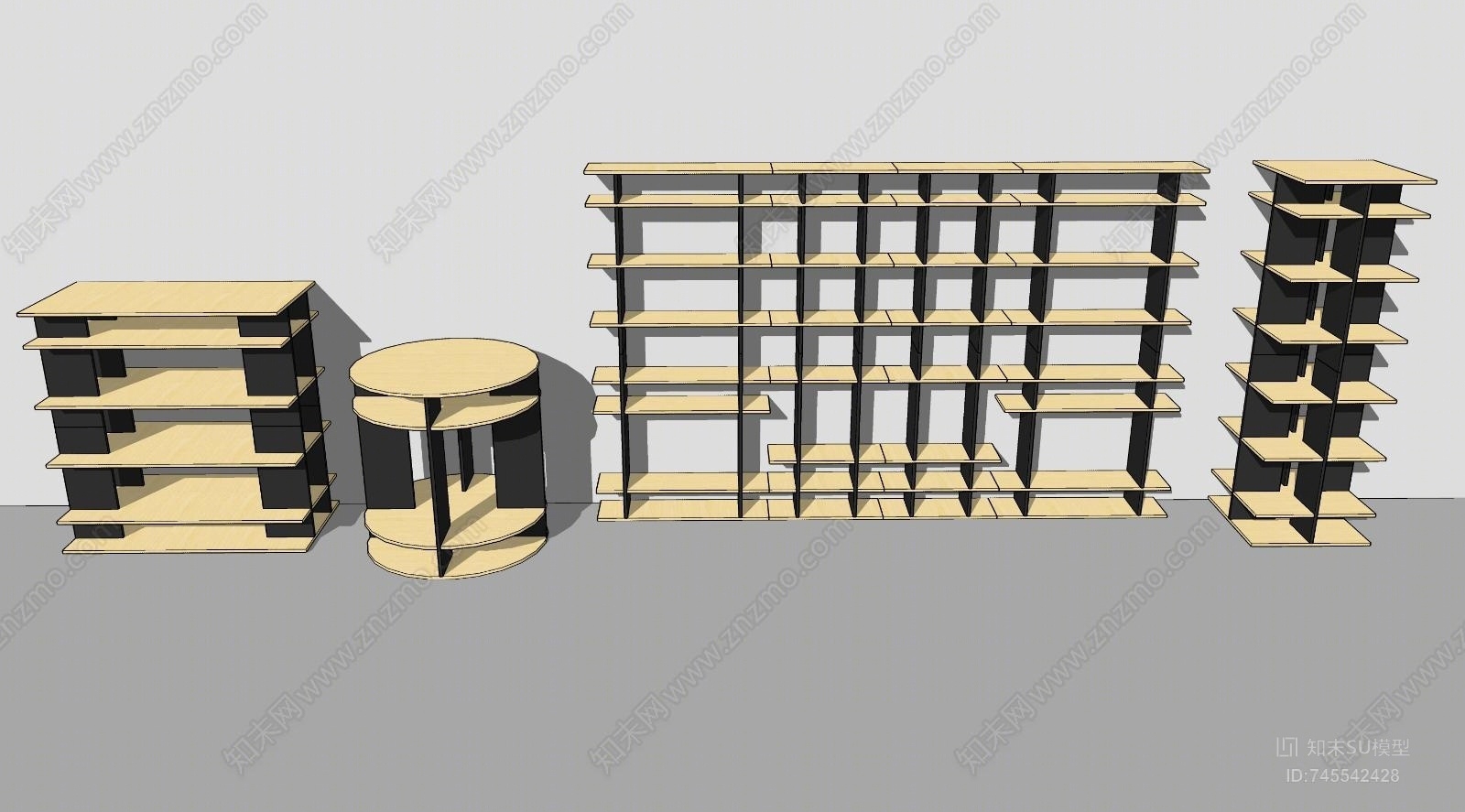 北欧博古架置物架组合SU模型下载【ID:745542428】