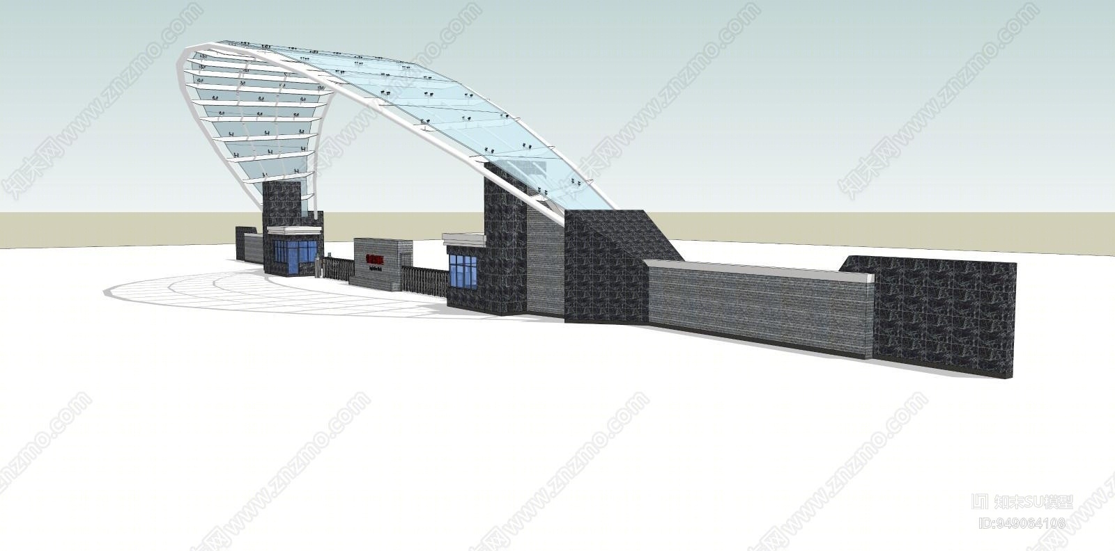 现代风格物流园大门SU模型下载【ID:949064108】