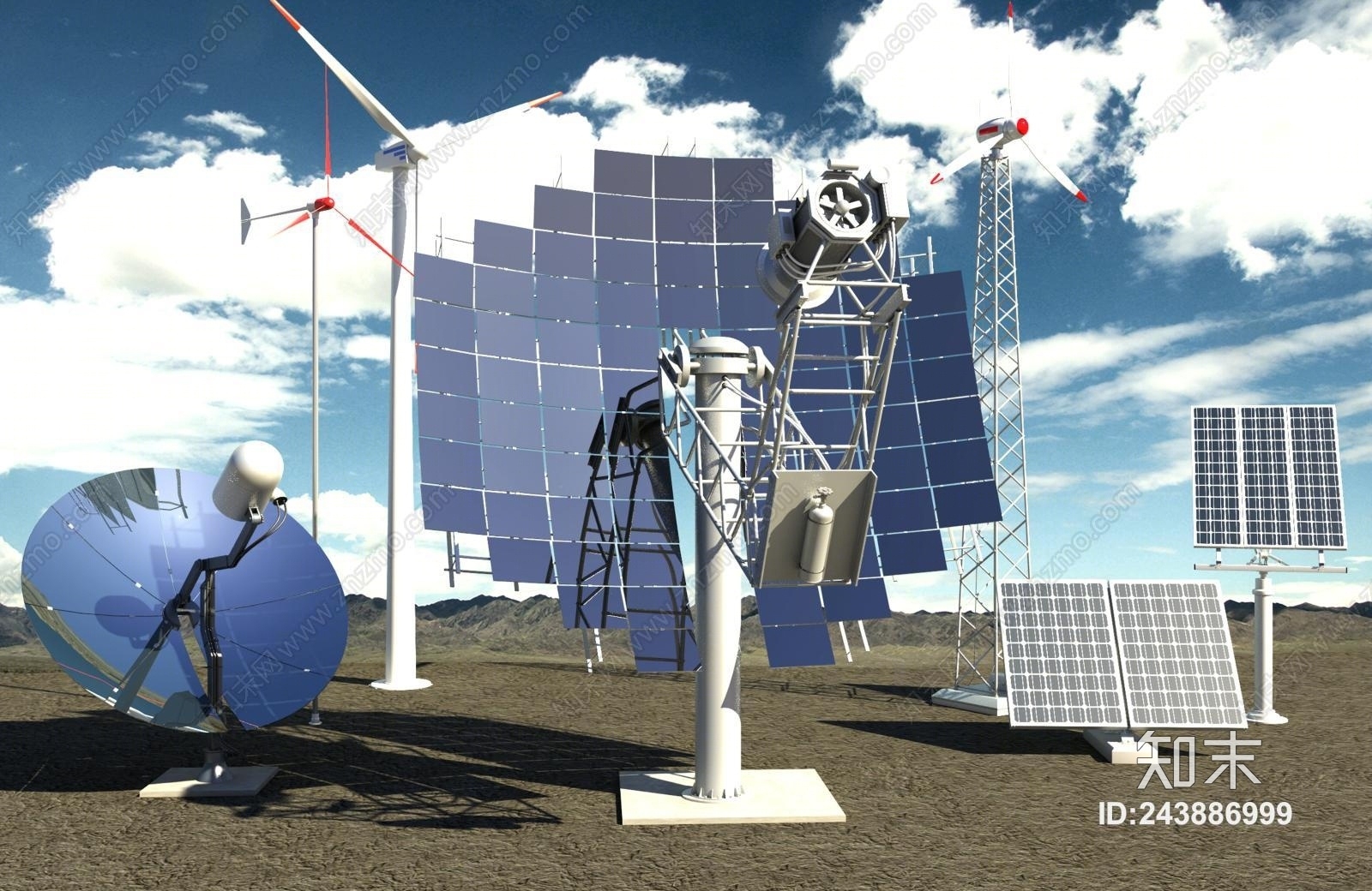 现代风格卫星信号接收器雷达3D模型下载【ID:243886999】