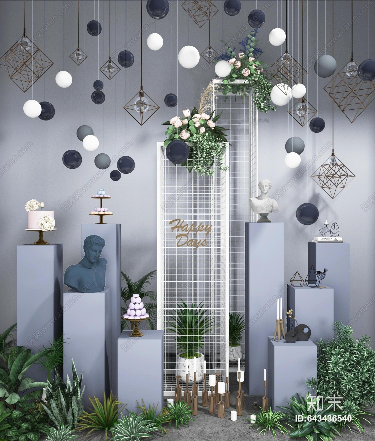 北欧橱窗3D模型下载【ID:643436540】