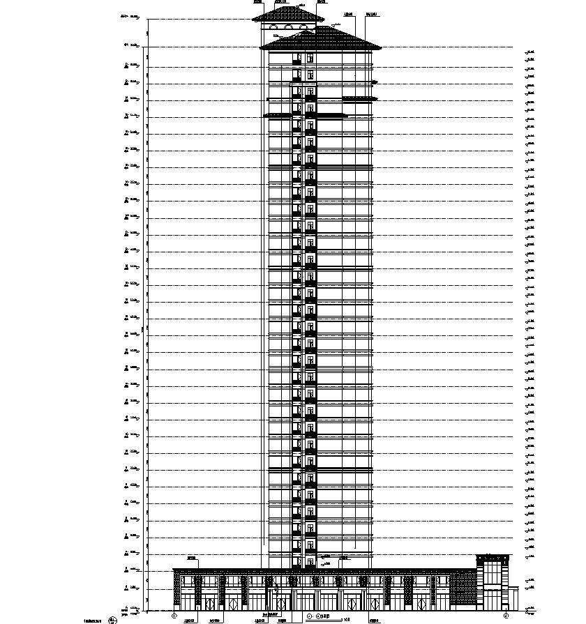 [宁夏]33层塔式剪力墙结构商住楼建筑施工图cad施工图下载【ID:149875169】