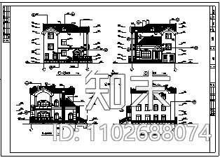 别墅设计_某3层砖混结构独栋别墅结构施工cad图纸施工图下载【ID:1102688074】