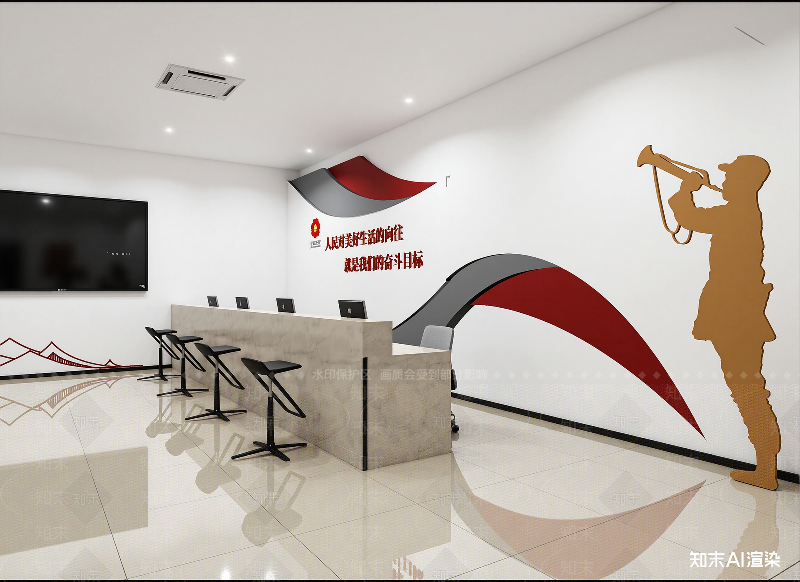 现代党建室3D模型下载【ID:1214270030】