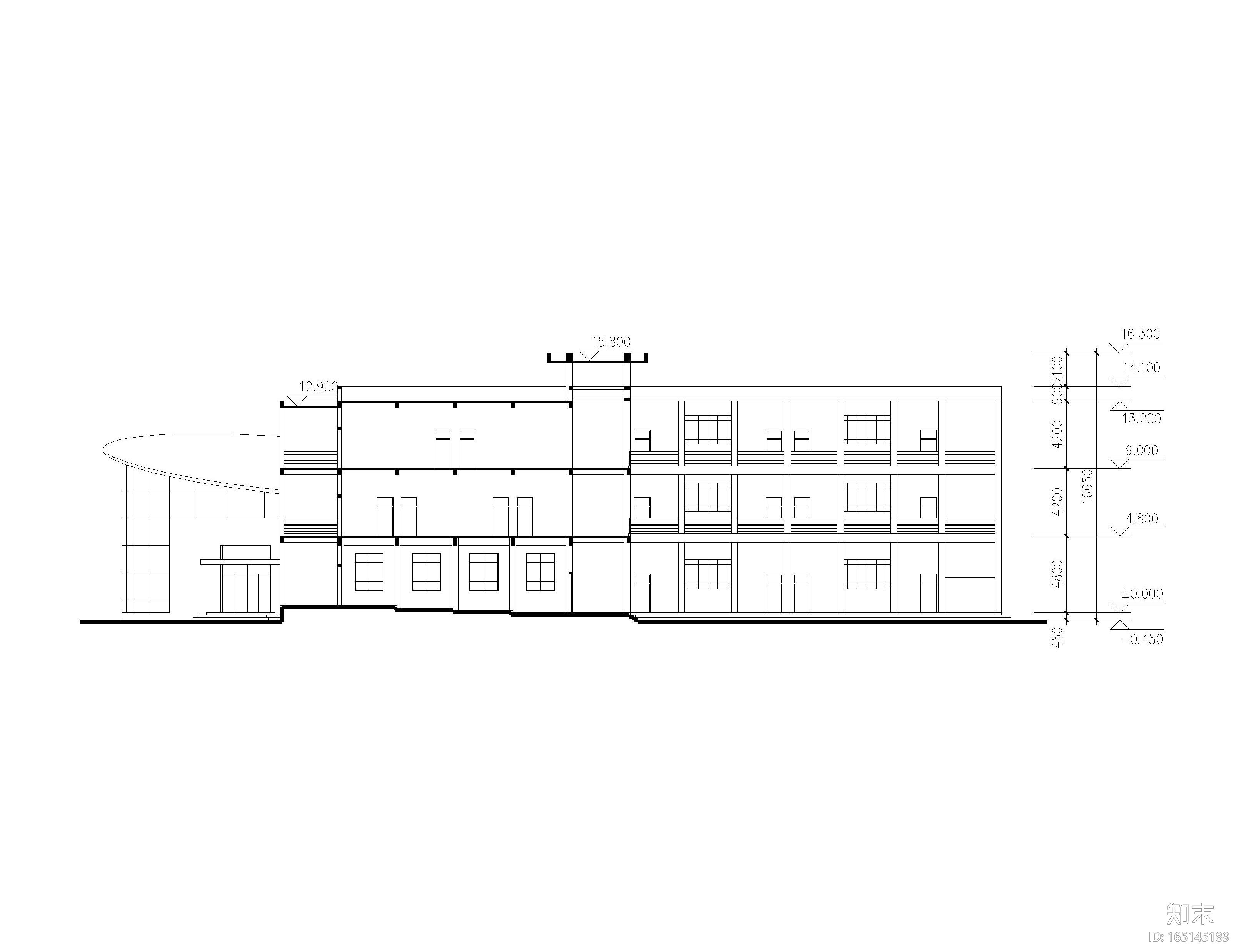 长沙某三层小学建筑设计方案图（CAD）施工图下载【ID:165145189】