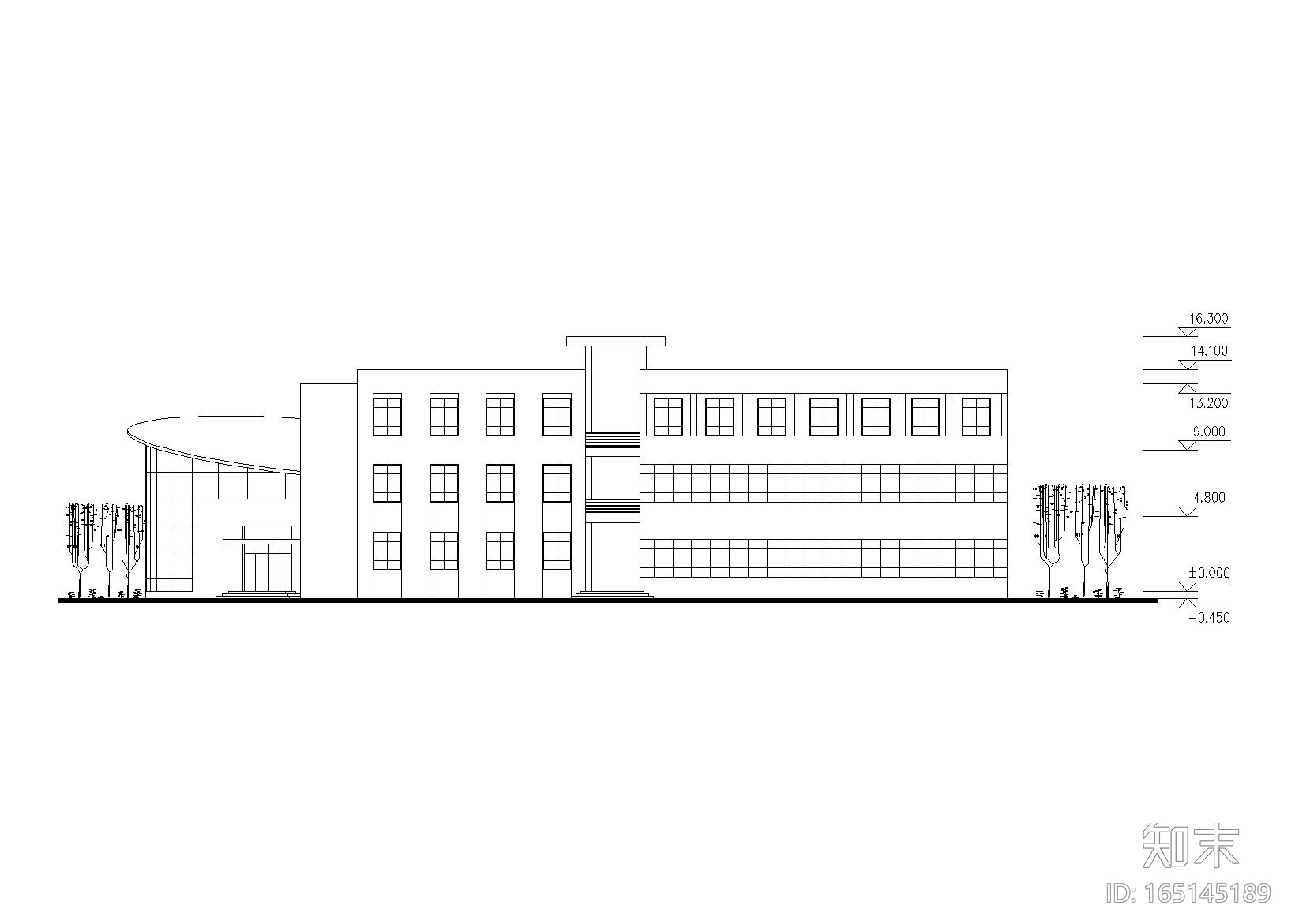 长沙某三层小学建筑设计方案图（CAD）施工图下载【ID:165145189】